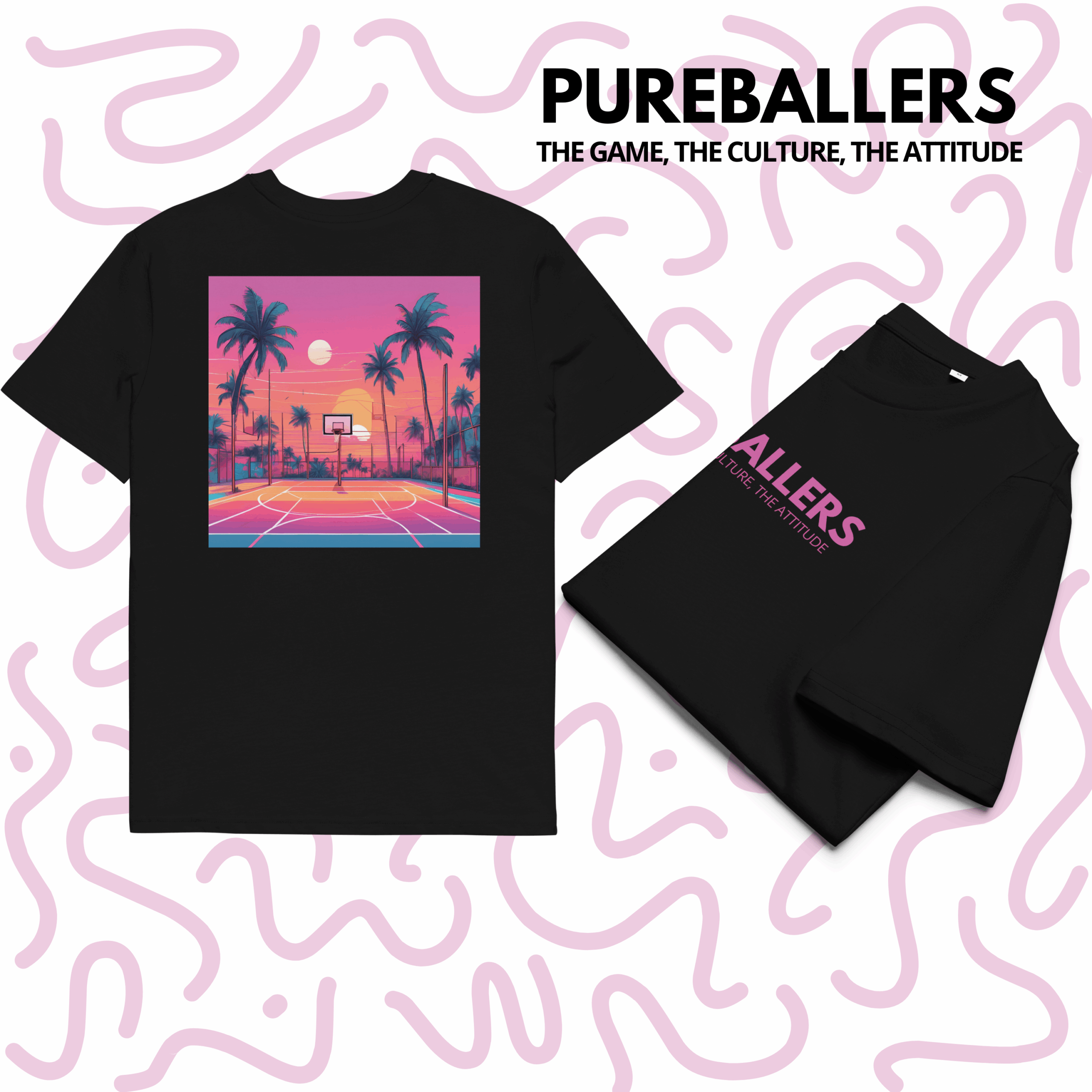 [SIGNATURE] PUREBALLERS T-SHIRT – MIAMI BEATCH BLACK/WHITE EDITION