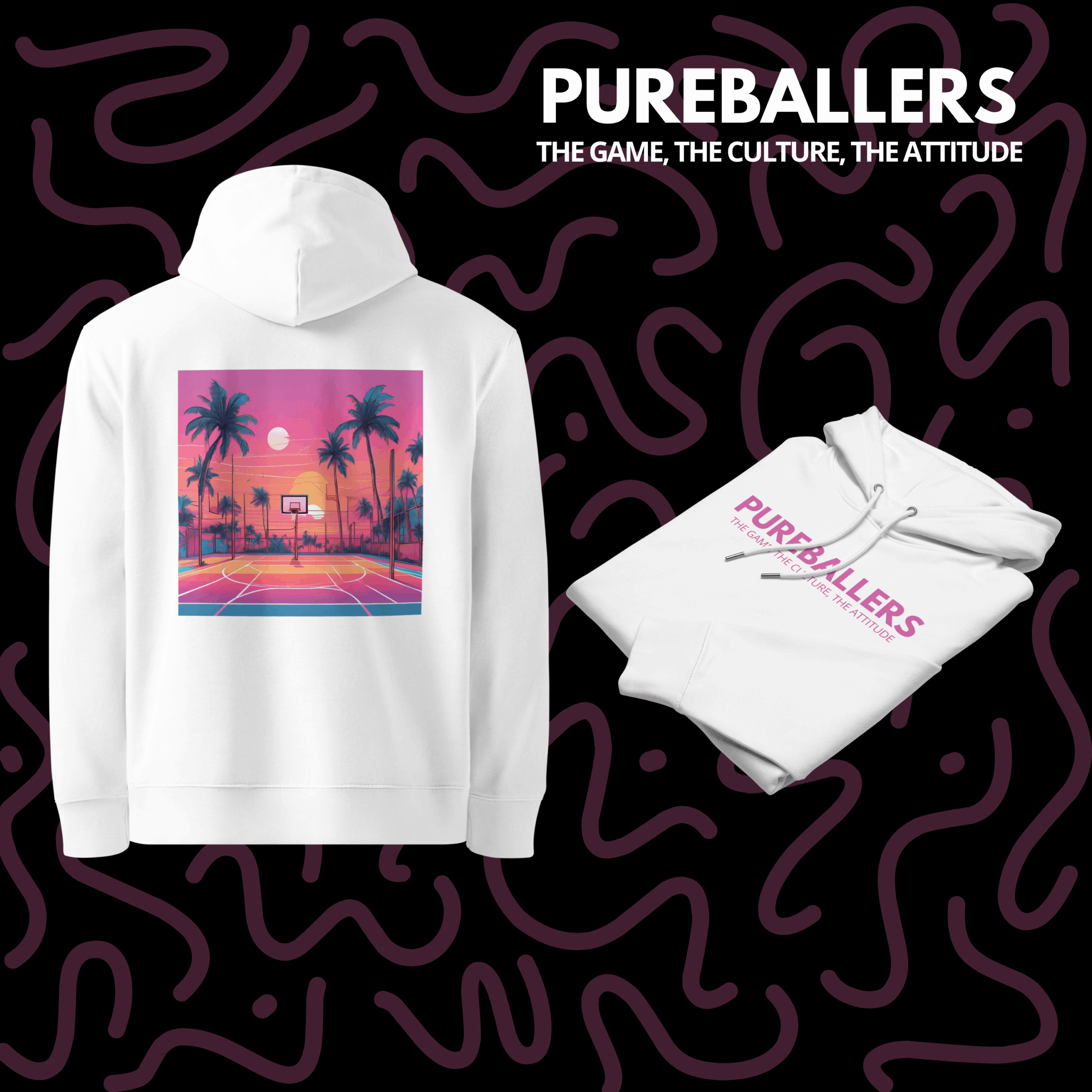 PUREBALLERS SWEAT À CAPUCHE – MIAMI BLACK/WHITE EDITION