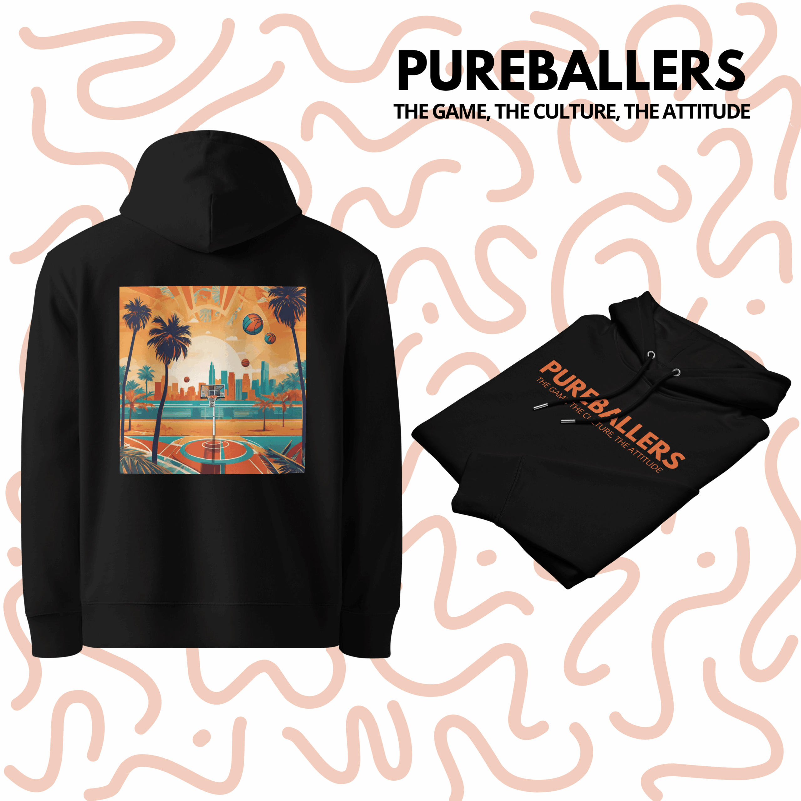 PUREBALLERS SWEAT À CAPUCHE – LOS ANGELES BLACK/WHITE EDITION
